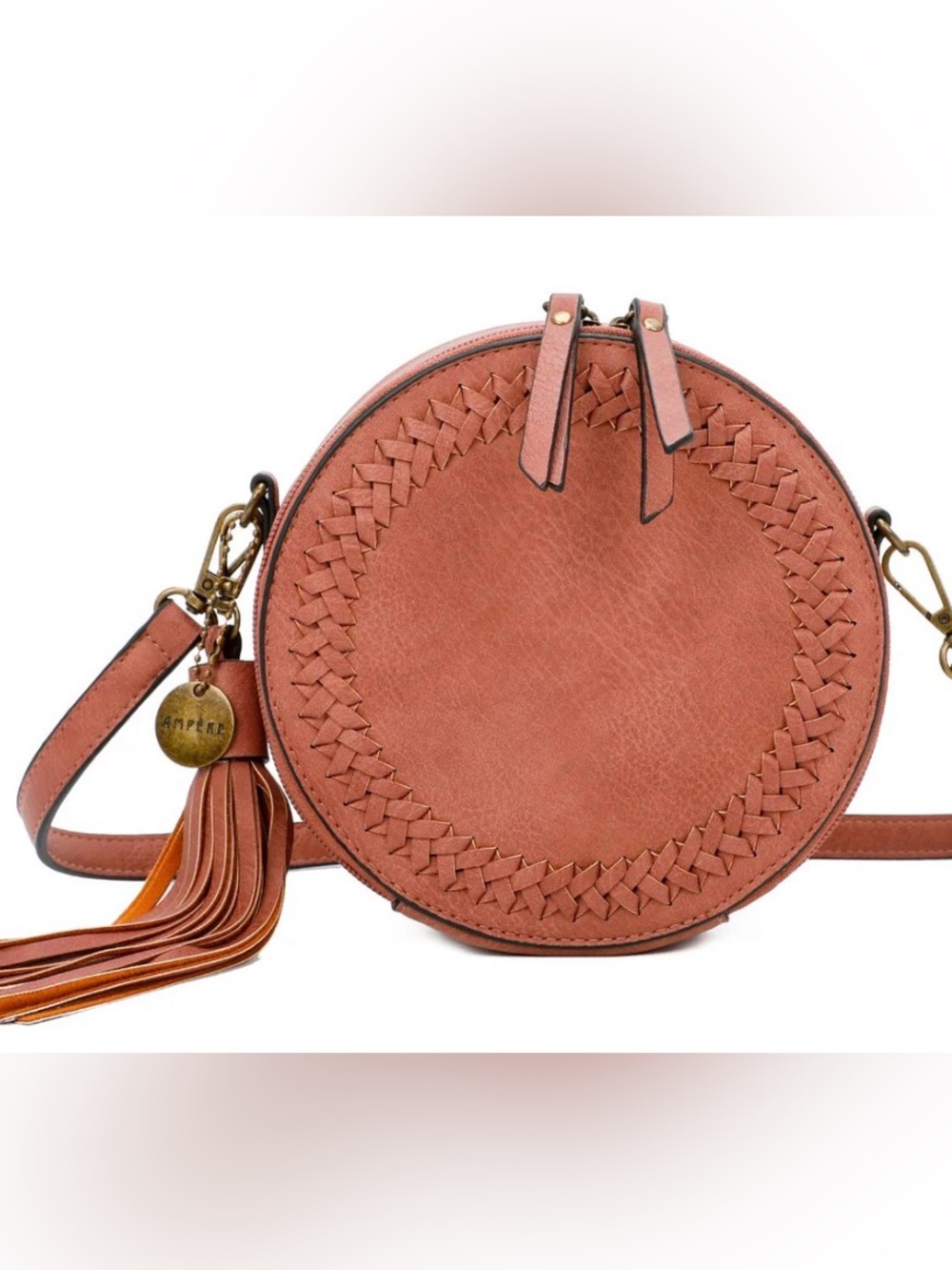 The Suzie classic crossbody round bag color nude NWT adj. strap boho style
